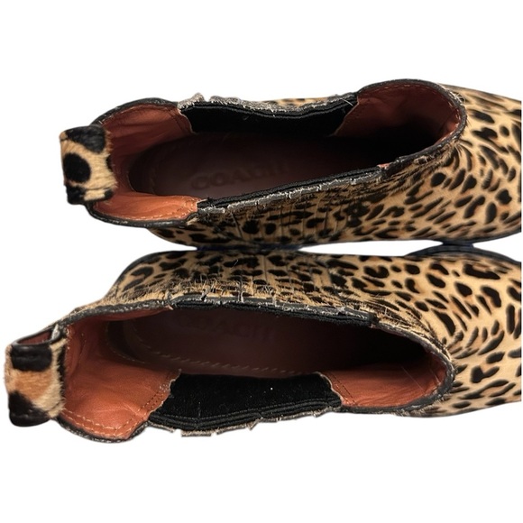 Coach Bowery Chelsea Pull-On Ankle Bootie Calf Fur Animal Print Cheetah Leopard - Picture 10 of 14